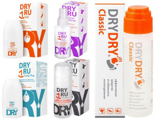 Dry.Dry и Dryru, отлично справляется с повышенным потоотделением. Действует с первого раза. Швеция !
