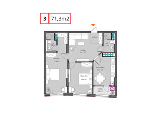 Apartament cu 3 camere, 71 m², Centru, Ialoveni foto 8