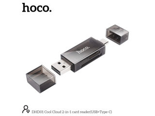 Cititor de carduri HOCO DHD01 Cool Cloud 2-în-1 (USB+Type-C) foto 2