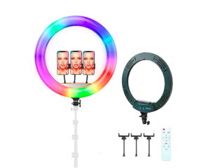 Selfie Ring RGB Light 22" MJ56 cu trepied de 2,1 m foto 2