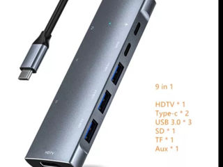 Док-станции.hub usb type C  to HDMIi, dp.usb type C  Vga Sd/tf Pd .lan. rj-45 .audio foto 10