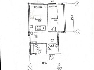 1-комнатная квартира, 55 м², Буюканы, Кишинёв