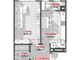 Apartament cu 1 cameră, 43 m², Telecentru, Chișinău