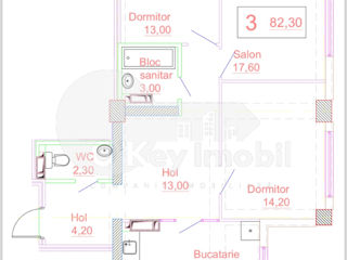 3-х комнатная квартира, 82 м², Телецентр, Кишинёв