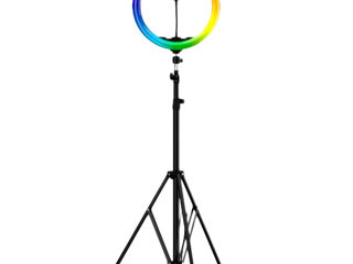 Кольцевая лампа/Лампа для визажиста RGB с держателем для телефона и штативом 2,1 метра CXB-RGB300