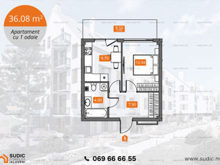 Apartament cu 1 cameră, 37 m², Centru, Ialoveni foto 3