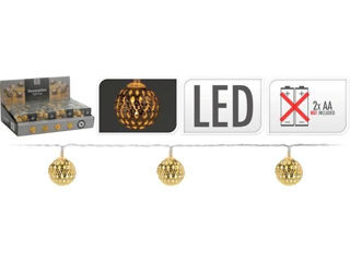 Luminite De Craciun "Globuri" 10Led D2.5Cm, Alb-Cald 1.2M, Aurii