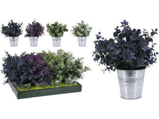 Flori Artificiale Mici 25Cm, In Ghiveci Din Zinc, 4 Tipuri