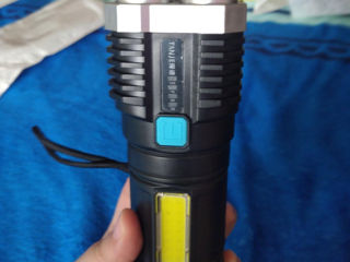 Светодиодный мощный фонарик с зарядкой через USB, 5 режимов освещения, портативный фонарь онарик для