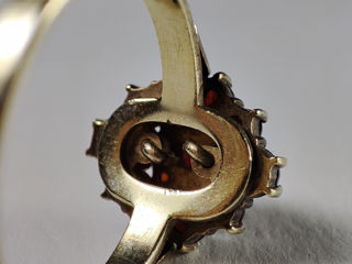 Серебряное кольцо 900 проба с гранатами в позолоте. Чехия 1950-1970 г. Редкость! Винтаж! Размер 18. foto 7