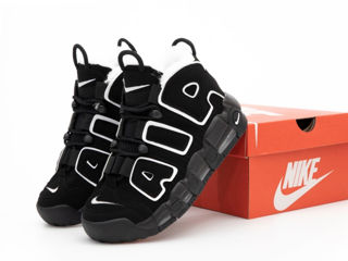 Nike Air More Uptempo Black/Qhote cu blana/с мехом