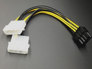 ID-184: Dual 4 Pin Molex to 8 Pin PCI-E Power Cable Adapter Connector - 2 x MOLEX на 1 х 8 Pin foto 3