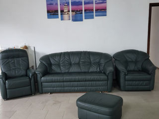 Kожаная мягкая мебель 3(раскладывается)+1+1(tv-relax)+пуф.longlife..Германия. foto 2