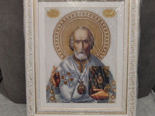 Sf. Nicolae icoana cusuta cu biser foto 2