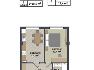 Apartament cu 1 cameră, 43 m², Centru, Ialoveni foto 14