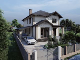 Casă de locuit individuală cu 3 niveluri/168.9m2/stil neoclasic/arhitect/proiecte /3D/renovări