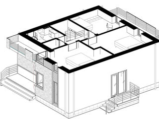 Casă de locuit individuală cu 2 niveluri / P+E / renovari / proiecte / stil modern / 94.04m2 / 3D foto 4