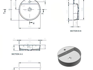 Lavoar Bocchi Slim line 1599-032-0126, montaj pe blat, somon mat, rotund, 45 cm foto 3