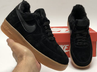 Nike Air Force 1 Low Suede Black Gum cu blana / с мехом foto 6