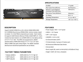 16GB DDR4 Kingston HyperX Fury Black 3000MHz foto 2
