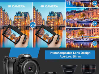 Cameră digitală 5K  zoom digital 48MP 16X cu card SD 32G foto 4