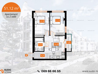 Apartament cu 2 camere, 52 m², Telecentru, Chișinău foto 2