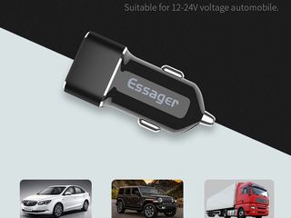 Автомобильное зарядное устройство Essager Car Charger 2xUSB 2.4A для телефонов,планшетов и навигации foto 4