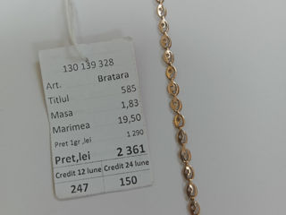 Bratara 585* Proba, Masa 1.83 gr. Marimea 19.5 cm. Pretul 2361 lei