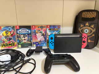 Nintendo Switch in stare bună + jocuri + joystick + husă + 128 gb cartela