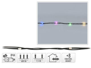 Luminite De Craciun "Fir" 80Led Multicolore, 6M, In/Out, 8Reg