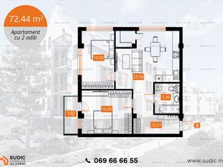 Apartament cu 2 camere, 73 m², Centru, Ialoveni foto 2