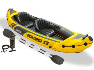 Caiac gonflabil Explorer K2 cu vâsle și pompă, 312x91x51 cm, până la 180 kg