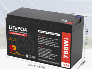 Battery LiFePO4 (LFP) 12,8V 15A DALY BMS 128W 192W 256W 384W 768W foto 6