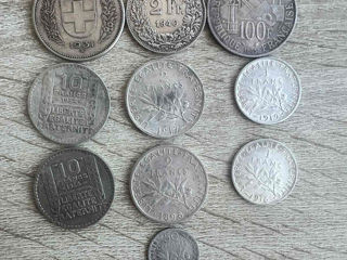 Monede Argint Elvetia si Franta foto 1