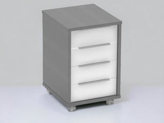 Tumbă cu 4 sertare pentru oficiu în design modern (Alb/Grafit)