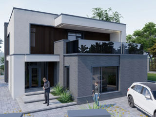 Casă de locuit individuală cu 2 niveluri/stil modern/180m2/construcții/arhitecți/ 3D foto 1