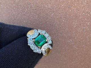 inel superb , emerald natural , diamante , великолепный золотое кольцо, изумруд, бриллианты foto 3