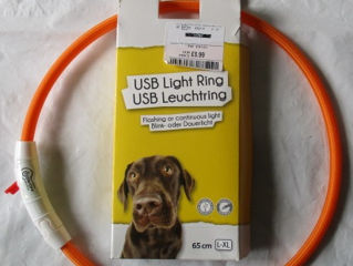 Ошейник светодиодный для собаки. Светящийся. USB Перезаряжаемый. Для ночной безопасности. foto 4