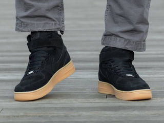 Nike Air Force 1 High Suede Black Gum cu blana / с мехом foto 7