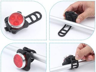 Lanterna bicicleta fata+spate bike light фонарик для велосипеда waterproof foto 6