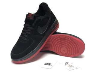 Nike Air Force 1 Low Suede Black/Red cu blana / с мехом foto 6