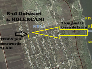 Teren construcții 25Ari-1km de la Nistru, zonă pitorească Holercani, r-ul Dubăsari.