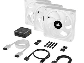 iCUE LINK QX120 RGB 120mm PWM PC Fans Starter Kit with iCUE LINK System Hub - White foto 3