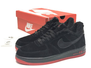 Nike Air Force 1 Low Suede Black/Red cu blana / с мехом foto 4