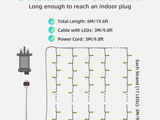 306 LED perdea 3x3m foto 7