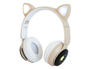 Căști fără fir cu urechiusi de pisică cu lumină LED CAT