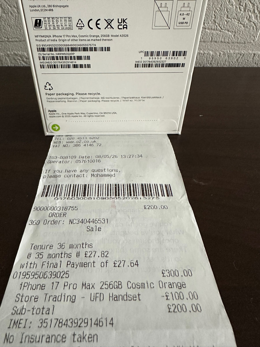 Apple 非売品 Apple iPhone 17 Pro Max, Cosmic Orange, 256GB Sigilat! Cu acte în