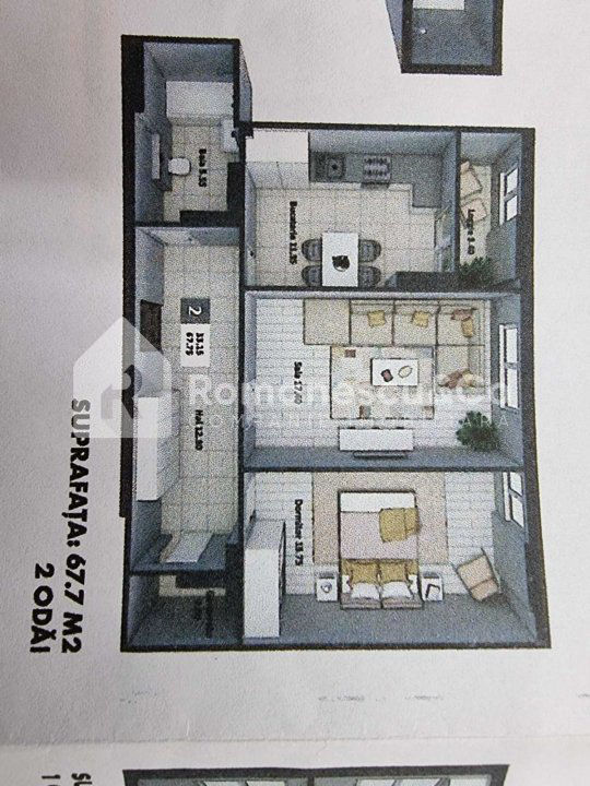 2-х комнатная квартира, 68 м², Буюканы, Кишинёв фото 9