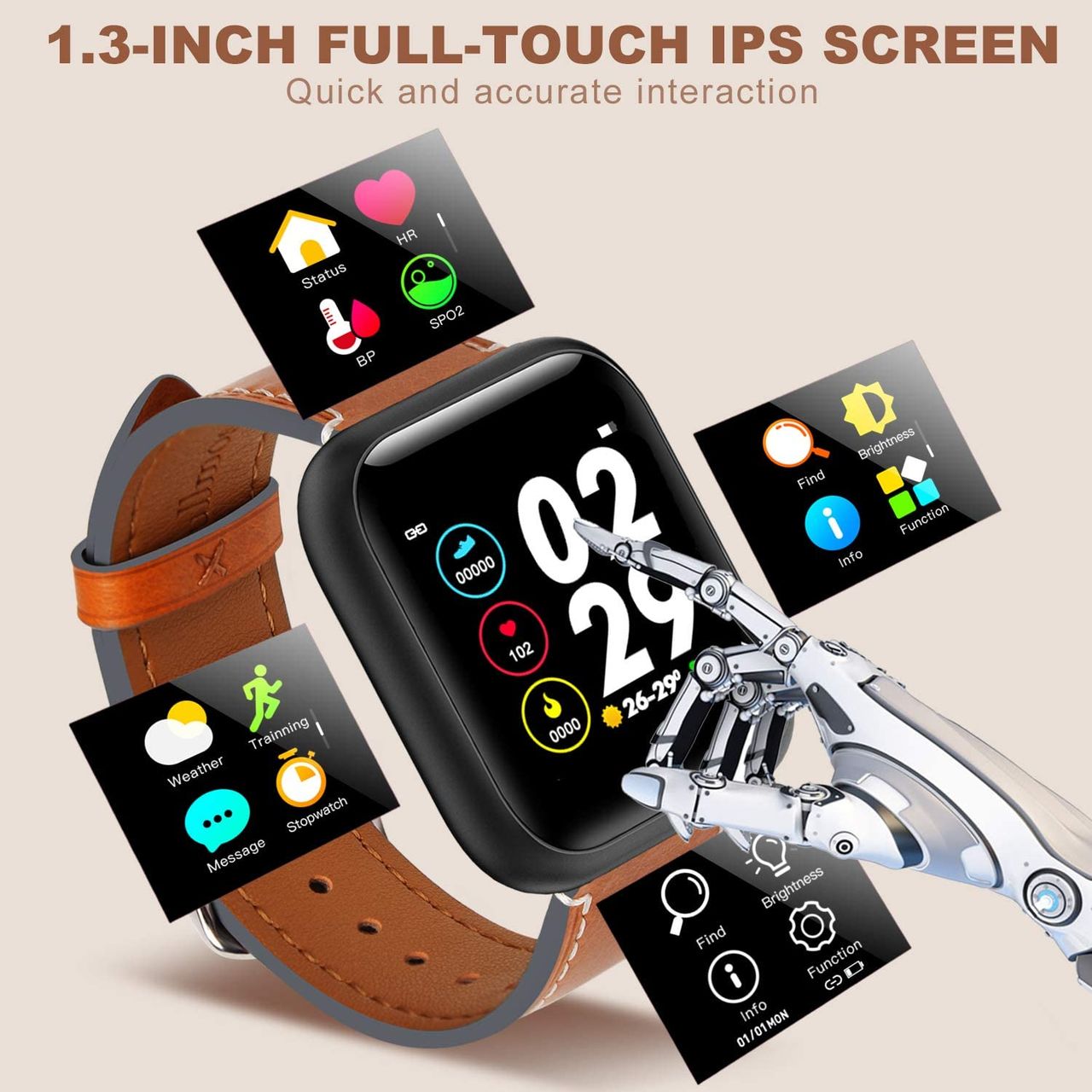 Fullmosa Smart Watch for Women & Men, Android Smart Watch Compatible With iOS, ceas Часы foto 2