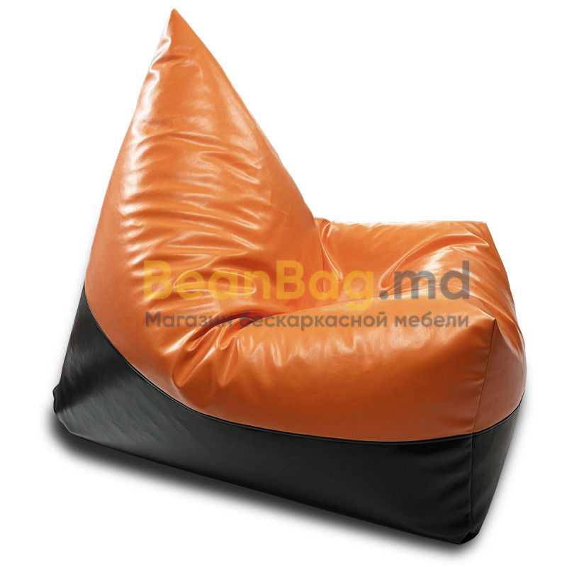 BeanBag Piramida XL din Ecopiele culoare Oranj foto 3